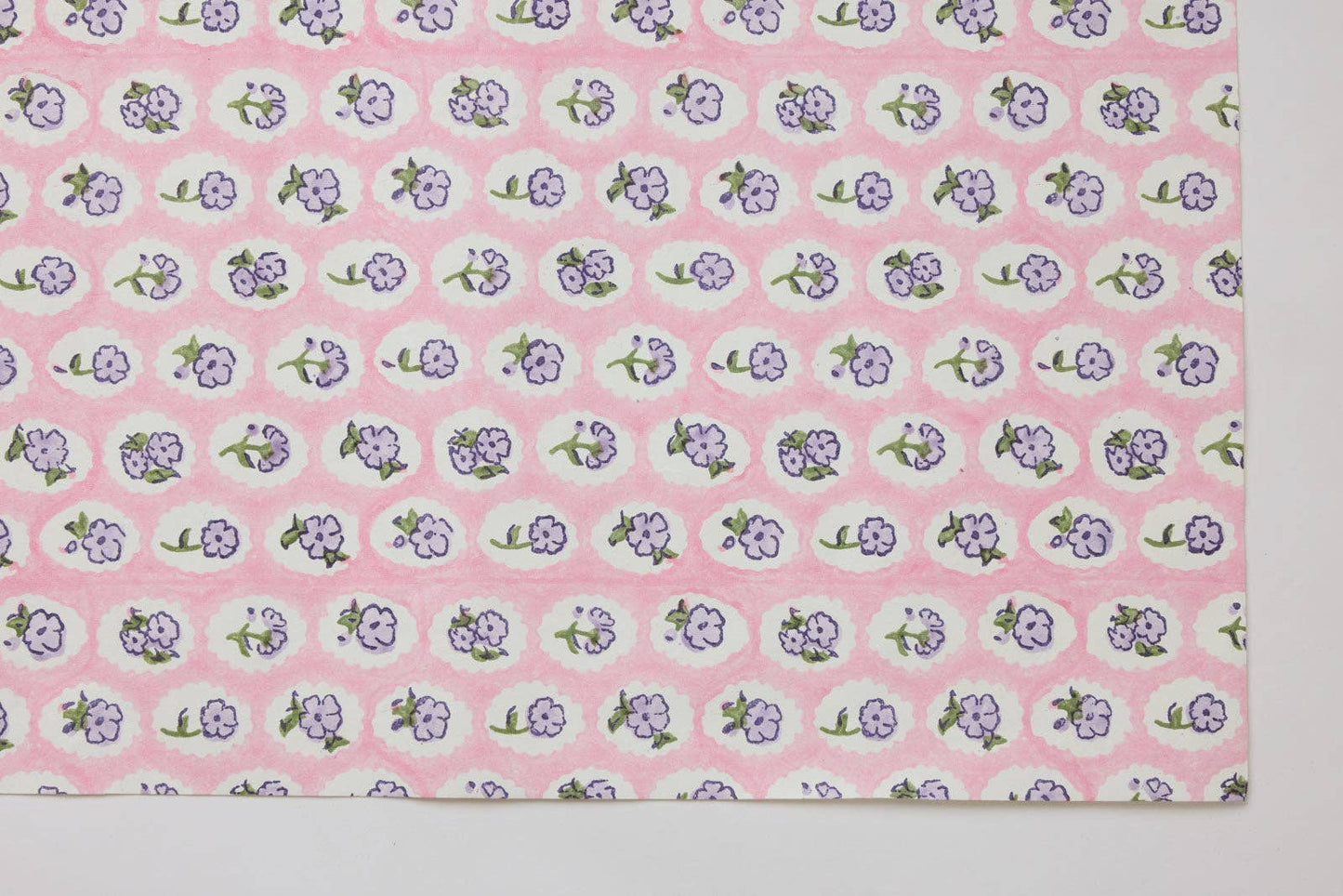 Block Printed Wrapping Paper Sheets - BP Scallop Tiles Violet Meringue