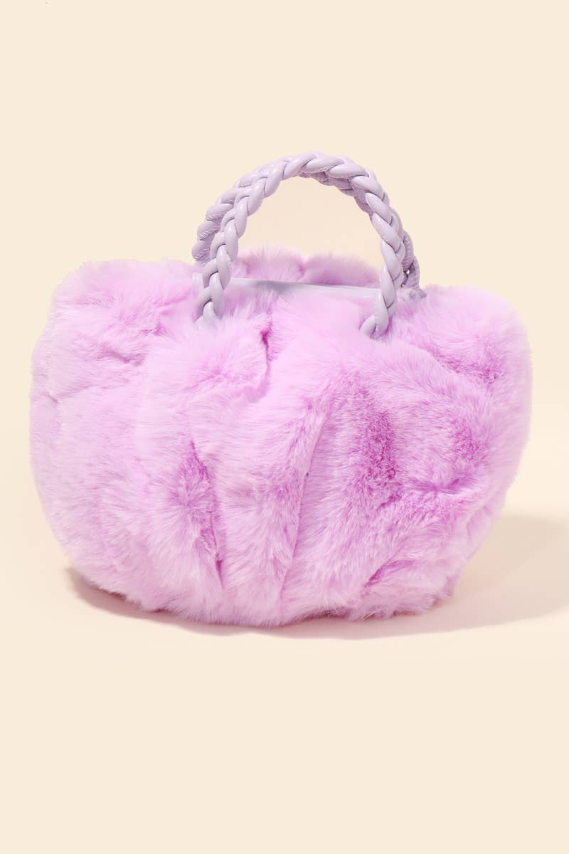 Fluffy Faux Fur Hand Bag: PUR