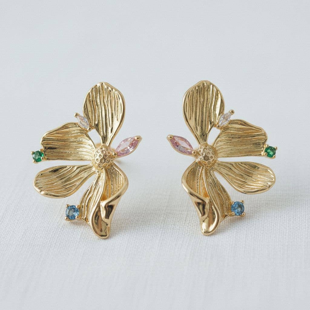 Floral-Inspired  Gemstone Drop Earrings
