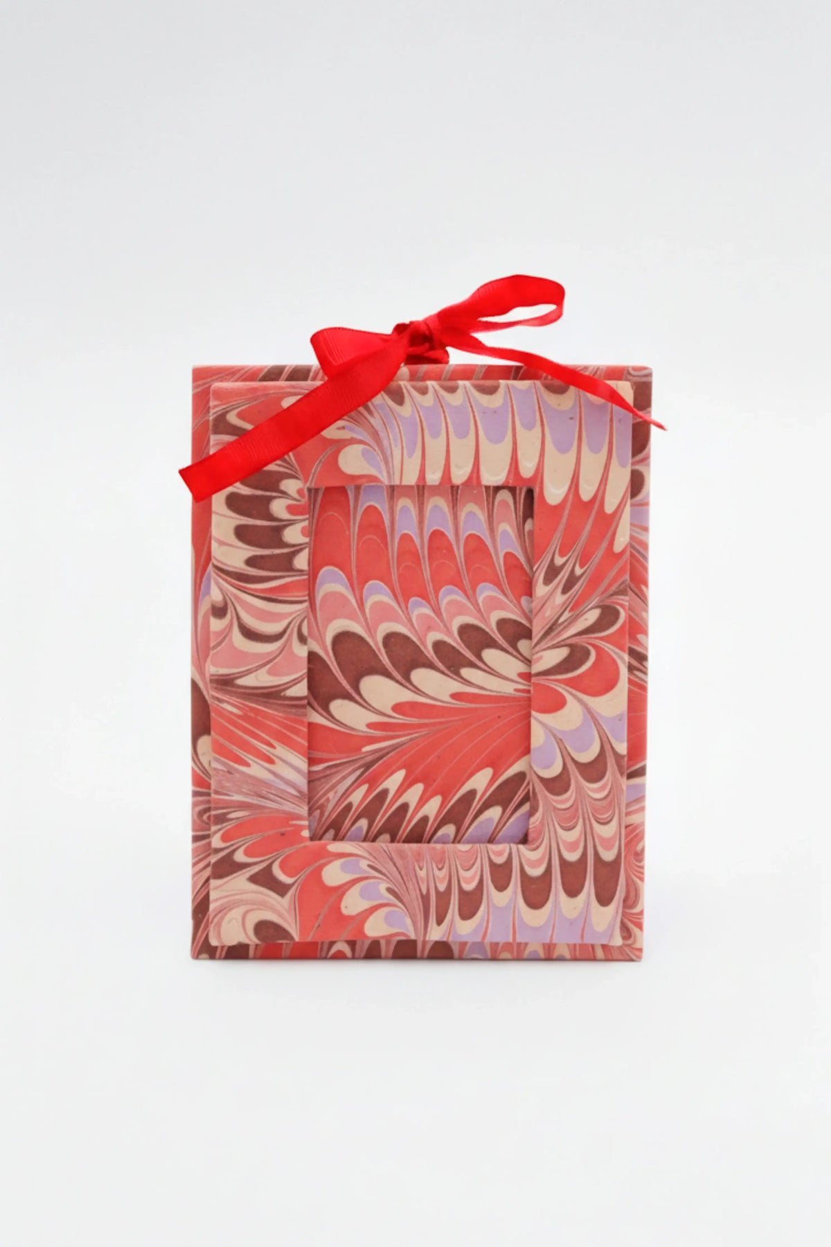 Mini Hand-Marbled Picture Frame Ornament | Florentine Pink