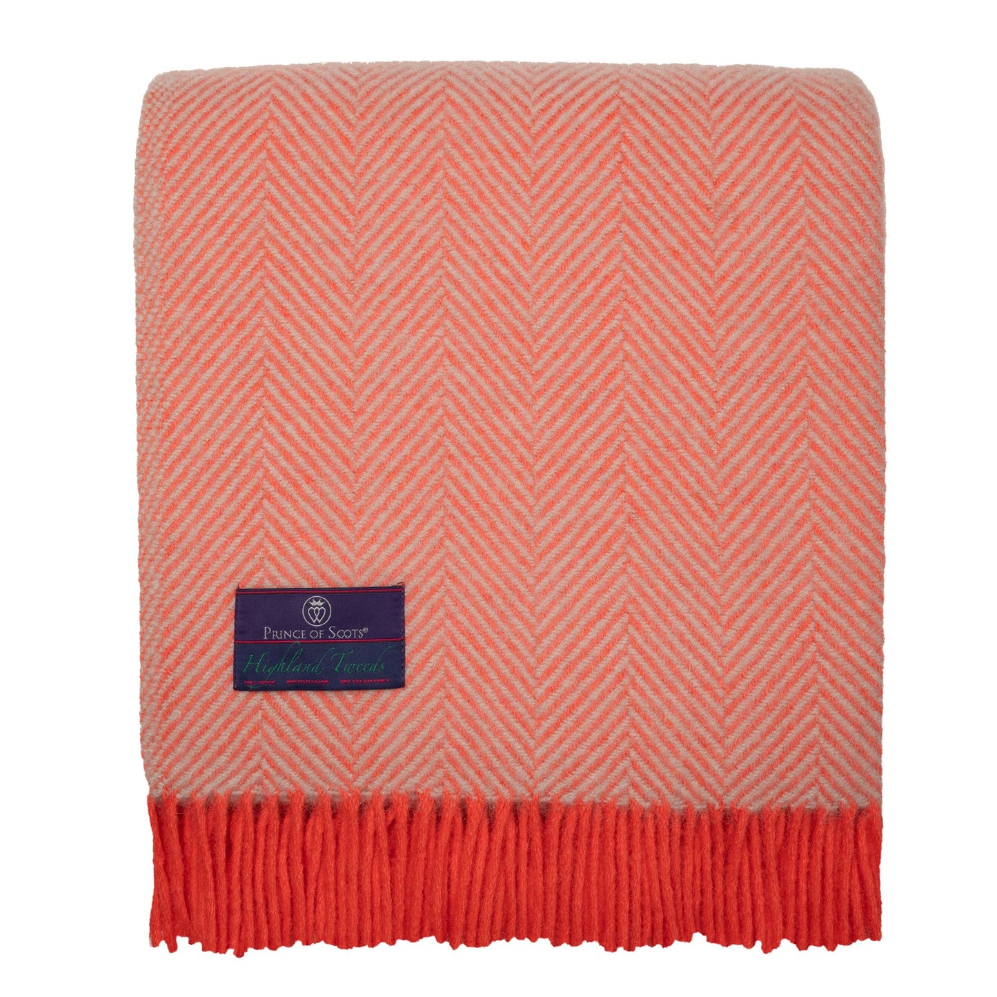 Highland Tweeds Herringbone  Pure New Wool Throw ~ Flamingo