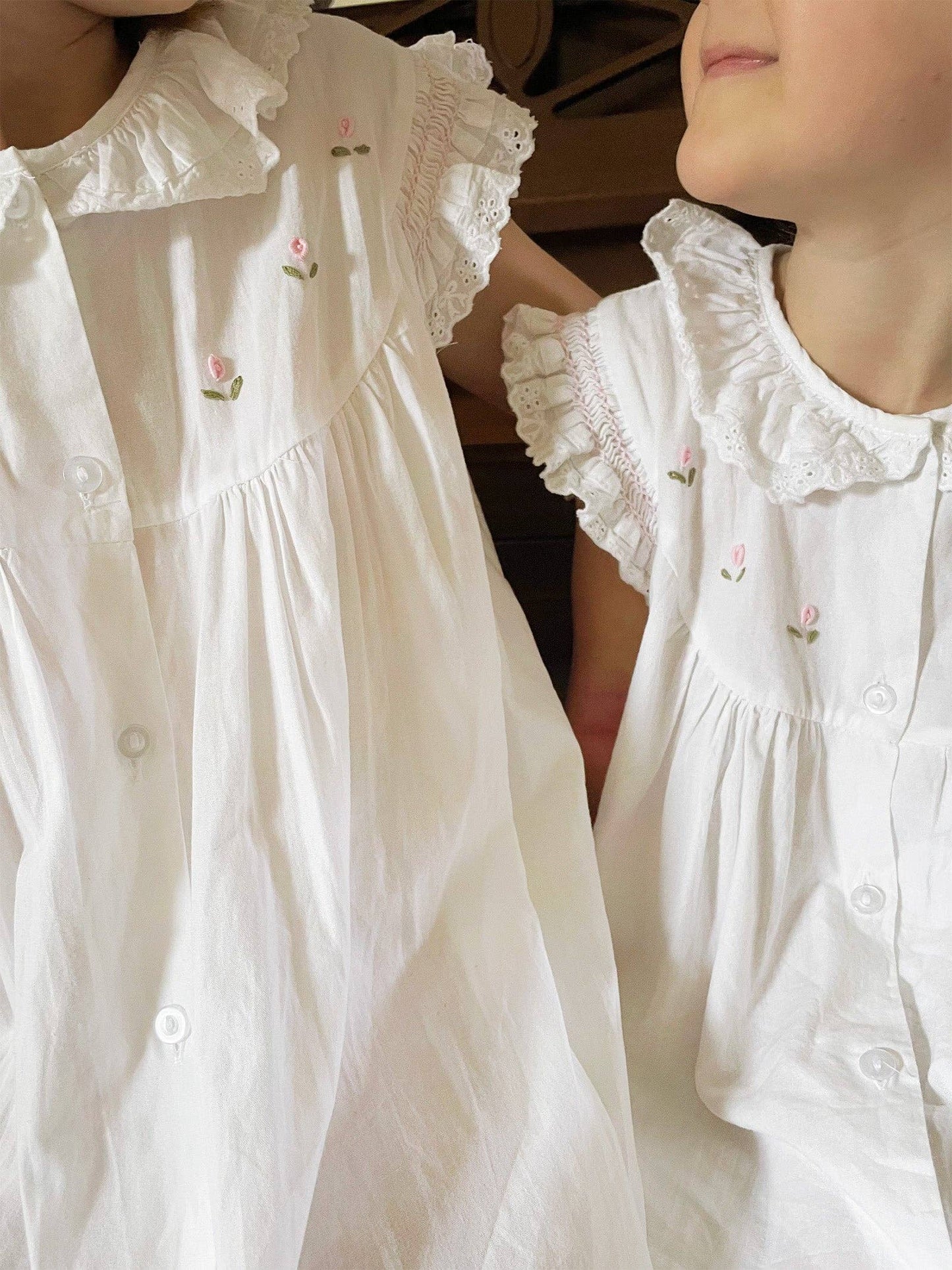 Gracie White Cotton Dress, Embroidered