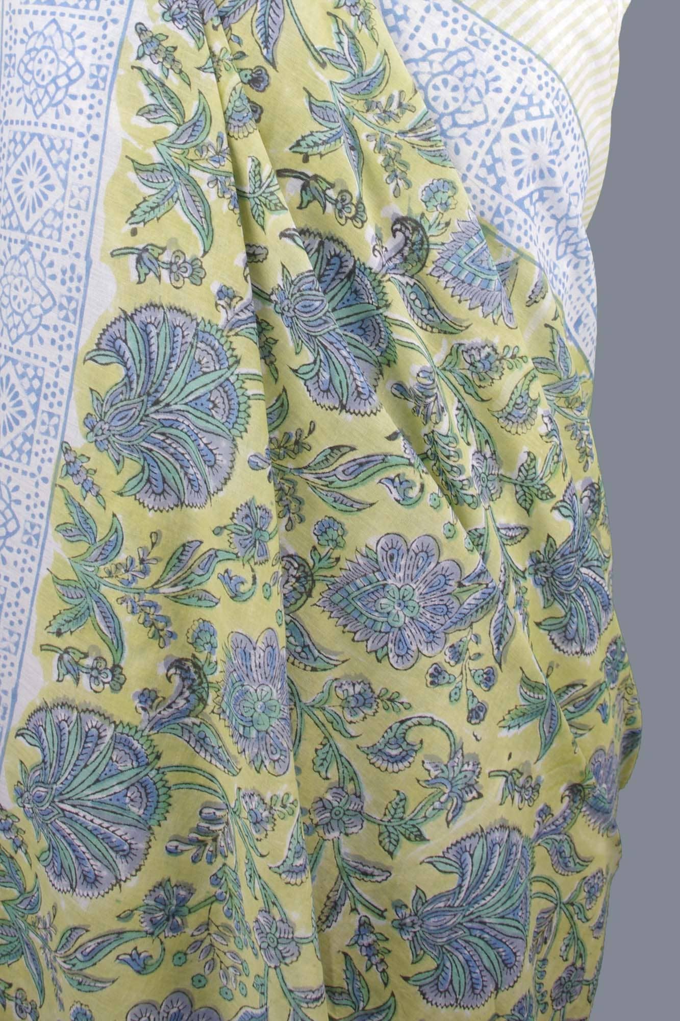 Beach Coverup Sarong Pareo - Lime Sky Floral
