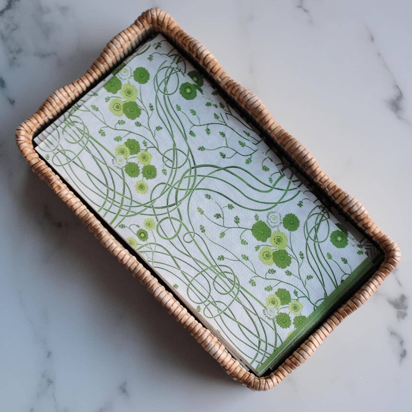 Green Floral Art Nevoux/Deco Paper Guest Napkins