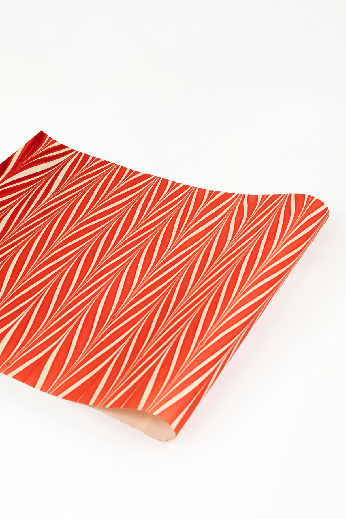 Hand Marbled Candy Cane Gift Wrapping Paper Sheets