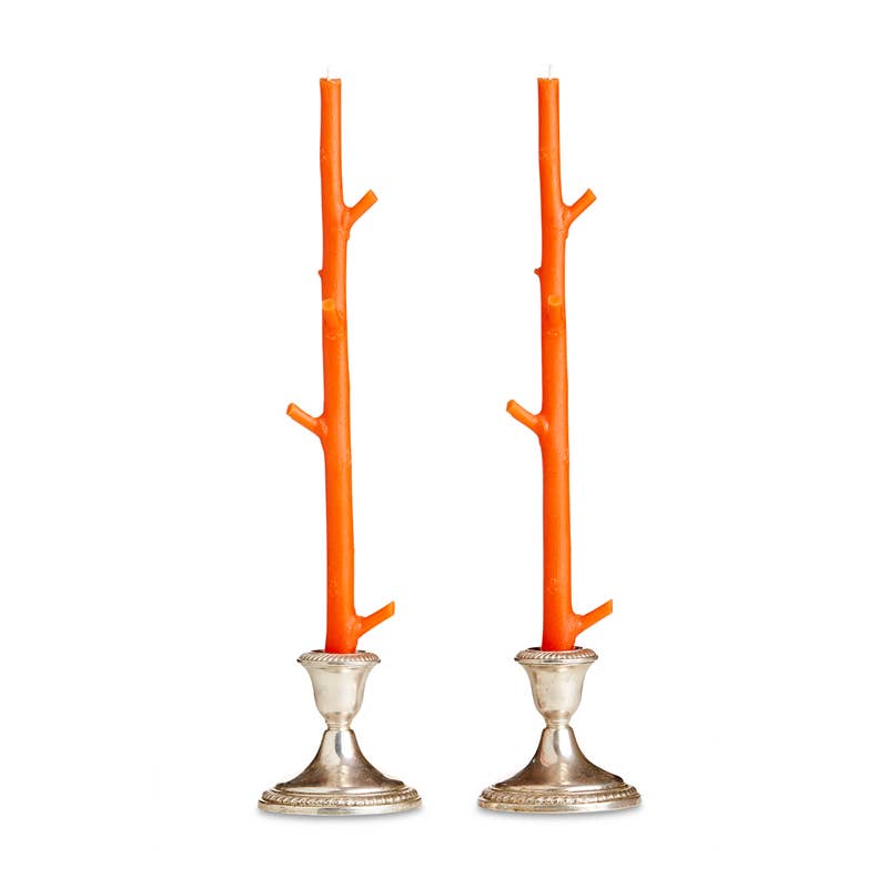 Stick Candles Maple / Pair Forest Green