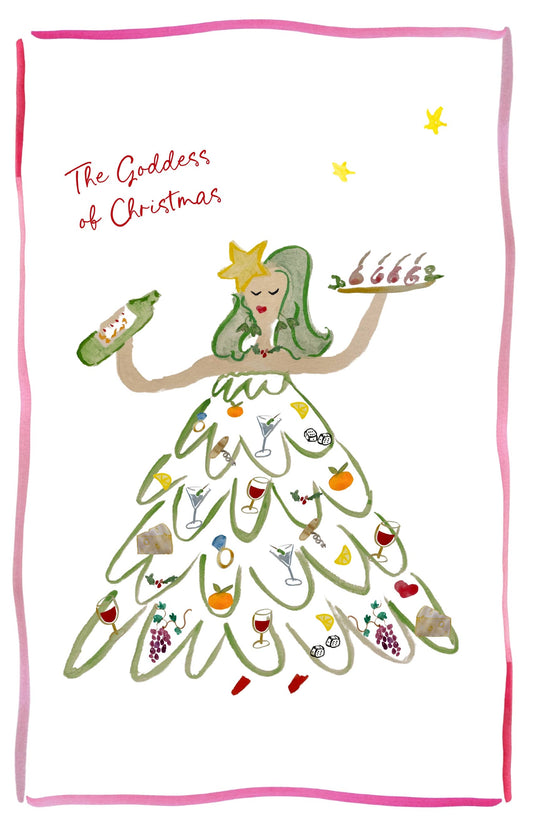 The Goddess of Christmas - Linen Teatowel