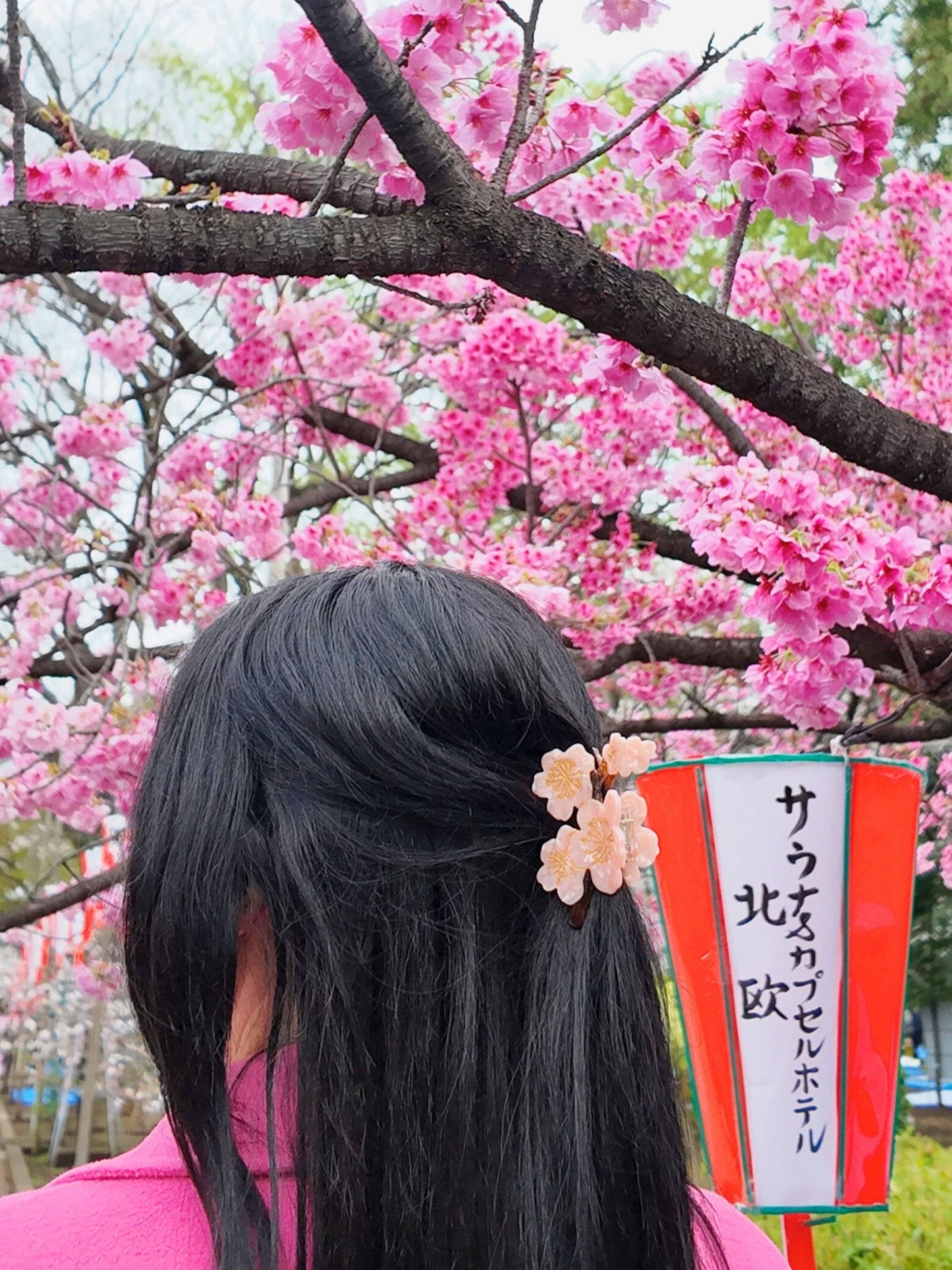 Hand-painted Cherry Blossom Flower Claw Hair Clip