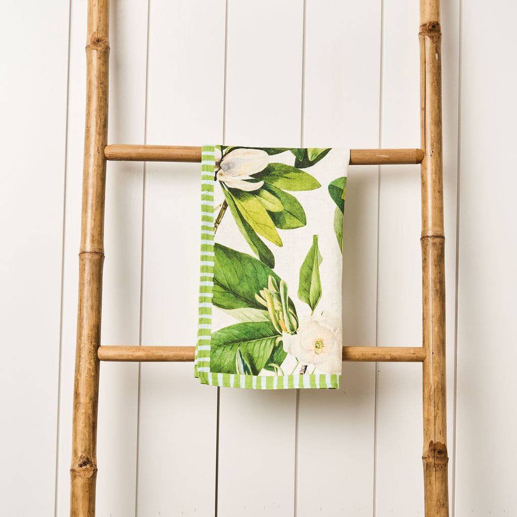 Magnolia - White Tea Towel