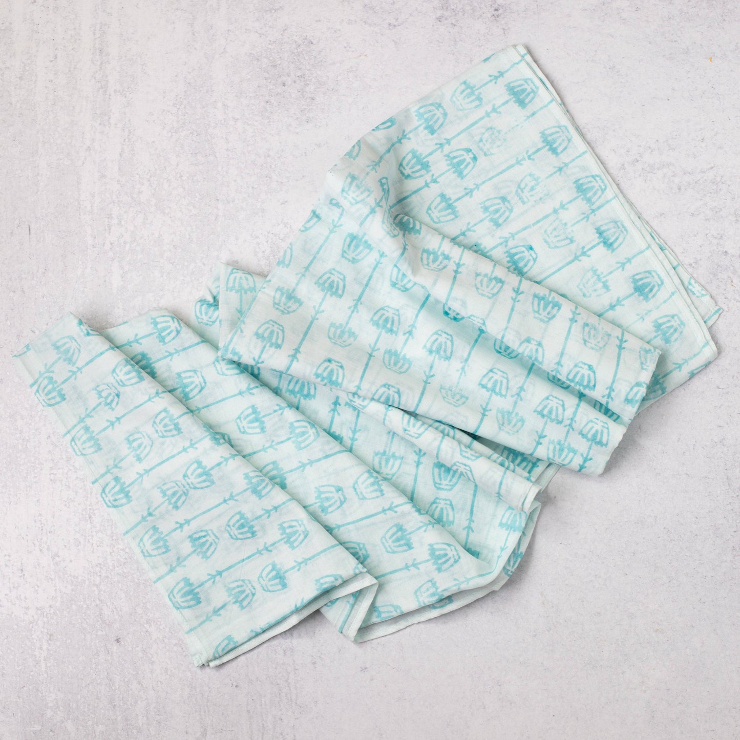 Sarong - Voile Teal - Mosaic Flower, Saltwater