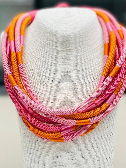 Slub 8-Strand Necklace (pink multi)