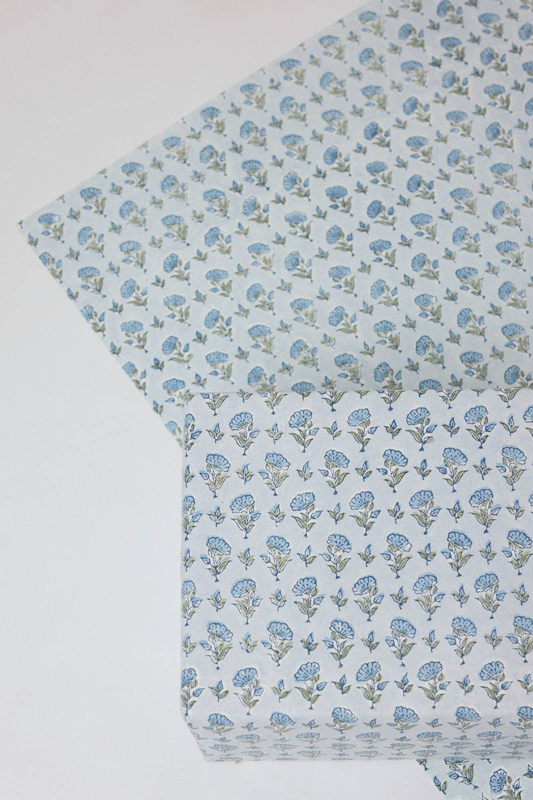 Block Printed Wrapping Paper Sheets - BP Ditsy Floral Blue Stone