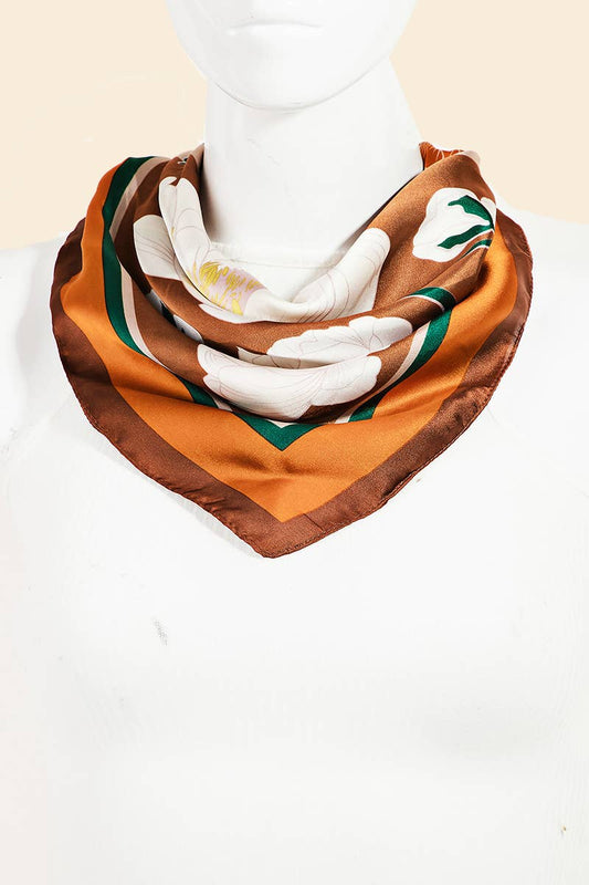 Flower Pattern Square Scarf: BR