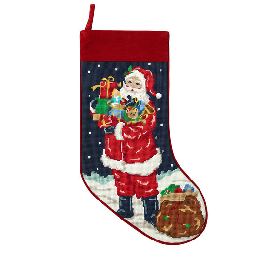 Santa w/Toys Embroidered Stocking