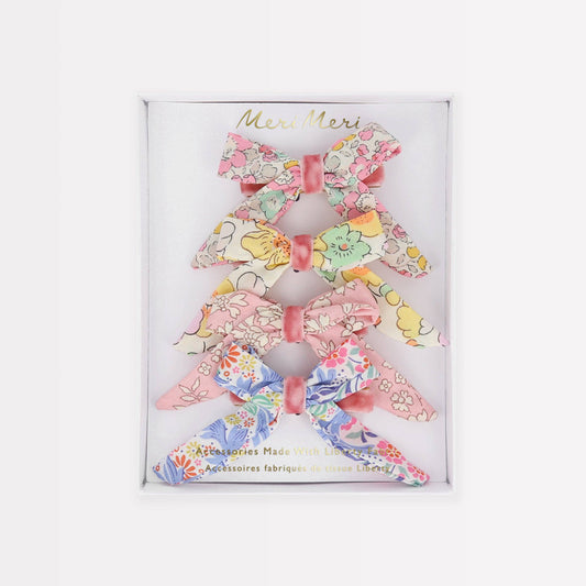 Floral Pattern Bow Hair Clips