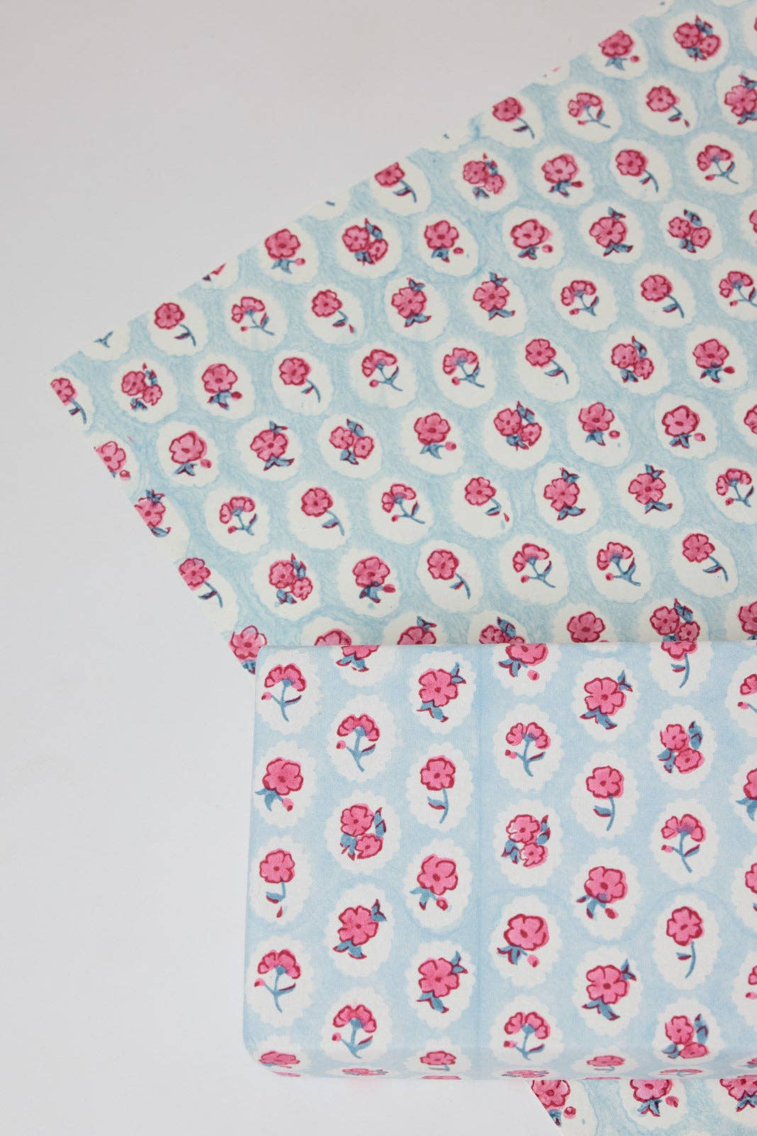 Block Printed Wrapping Paper Sheets - BP Scallop Tiles Pink Sorbet