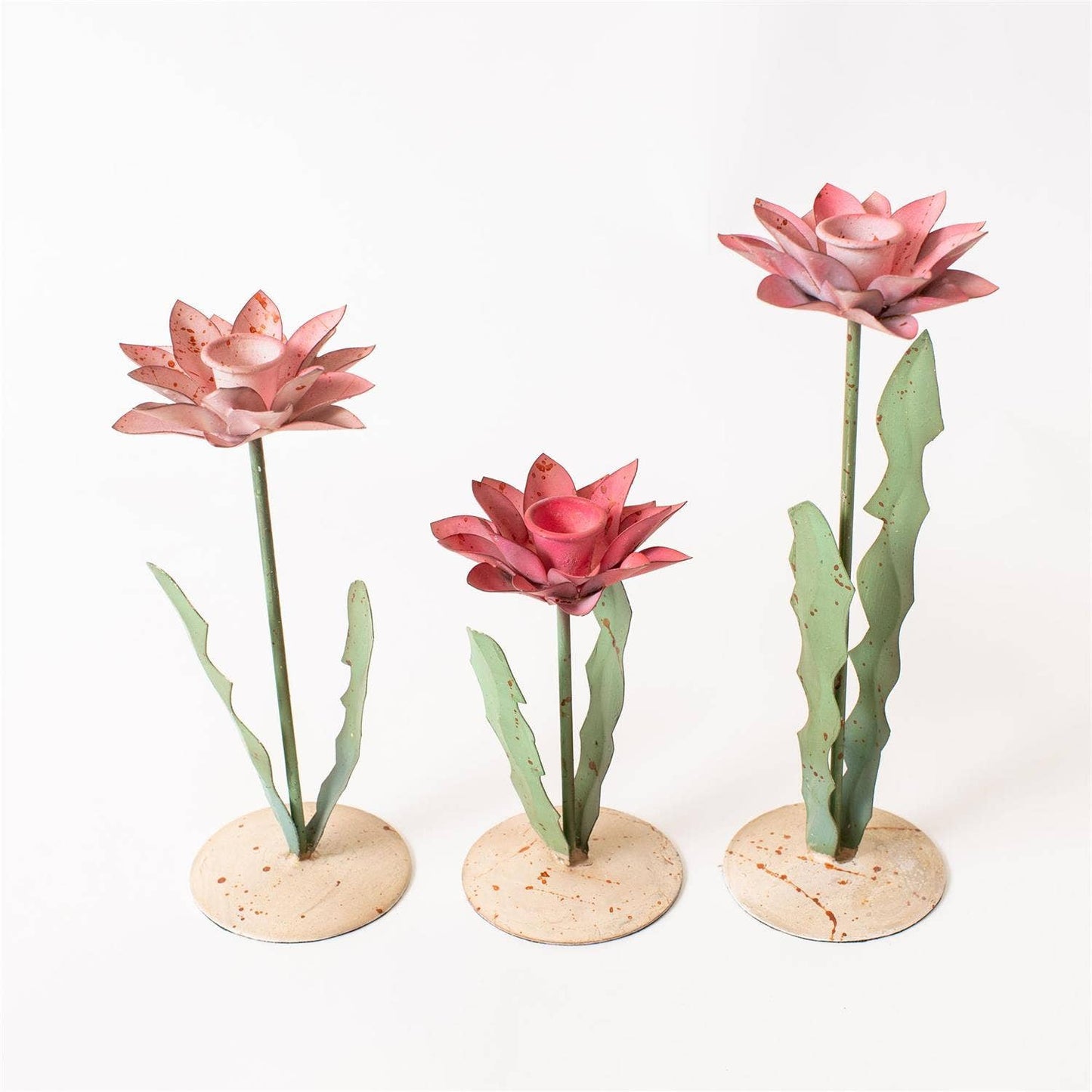 Pink Floral Candle Holder