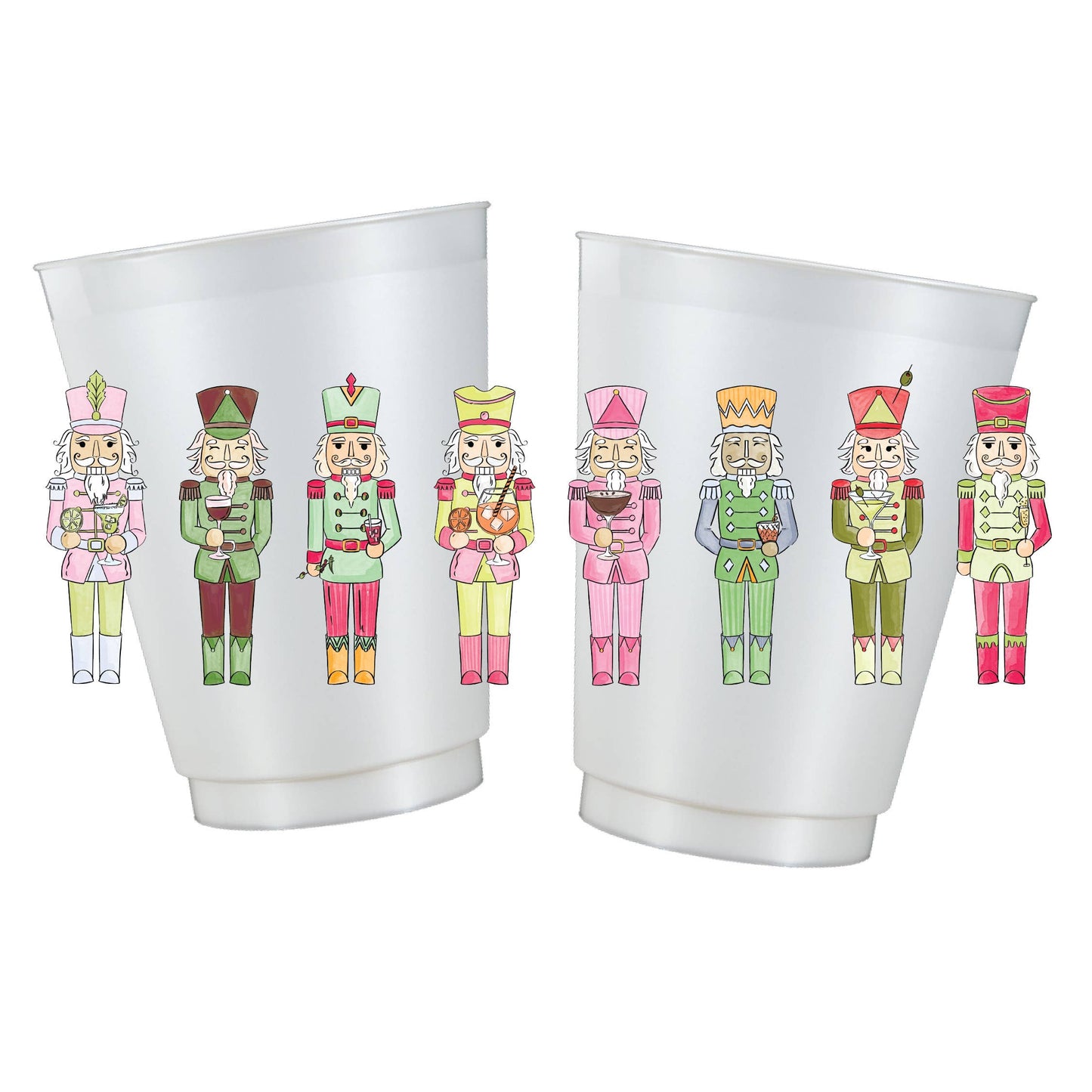 Bartender Nutcracker Cocktails Pearl Frosted Cups