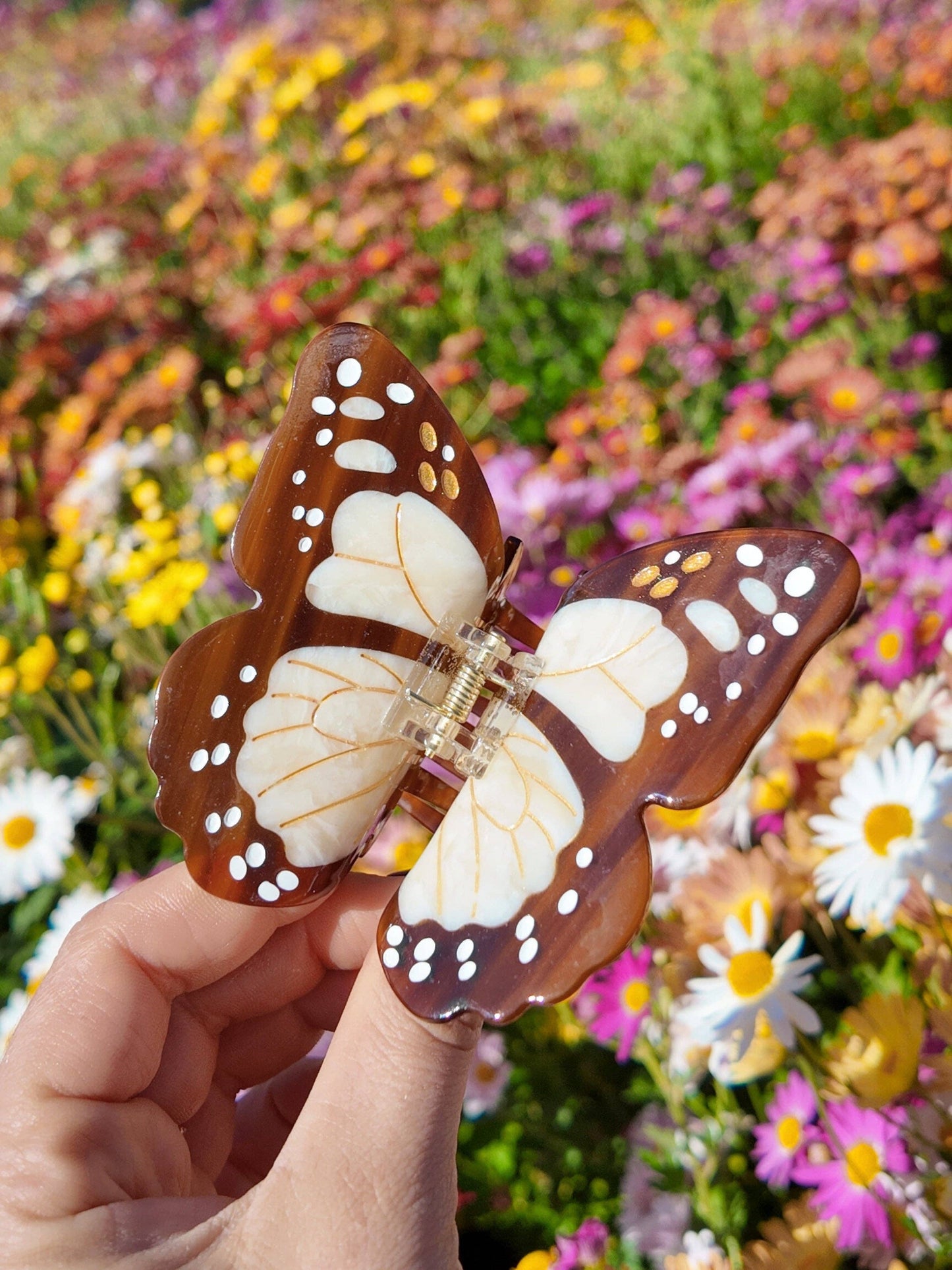 Hand-painted Boho Monarch Claw Hair Clip