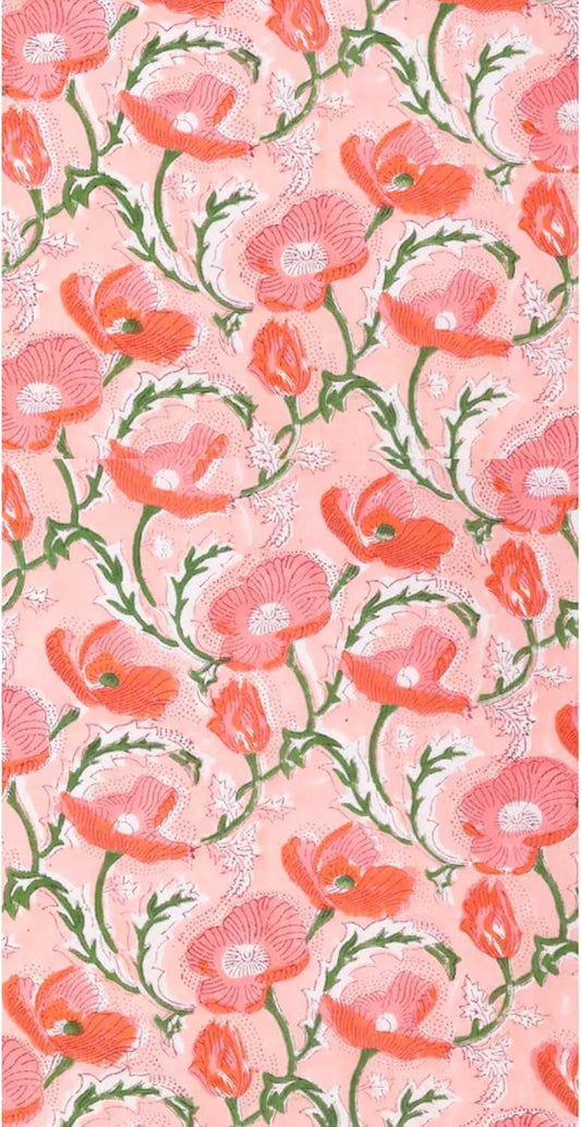 Pink Poppy Block-Print Floral Paper Guest Napkins