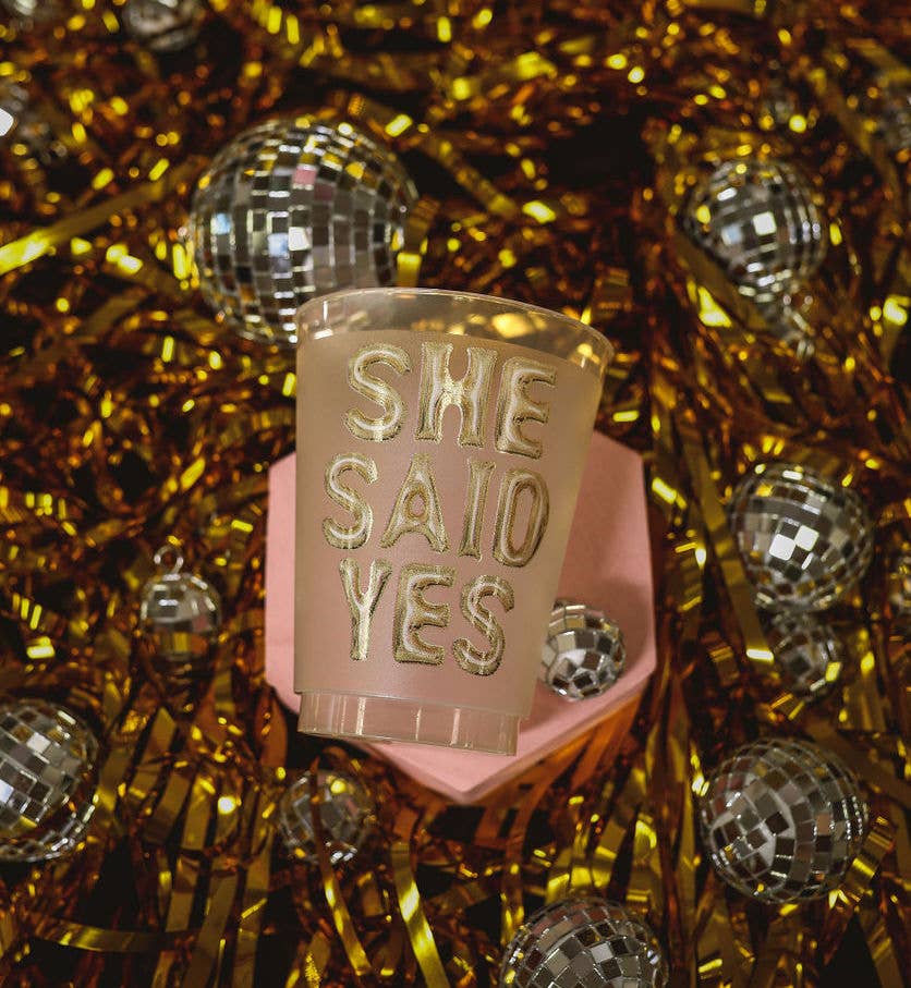 She Said Yes Gold  Frosted Cups