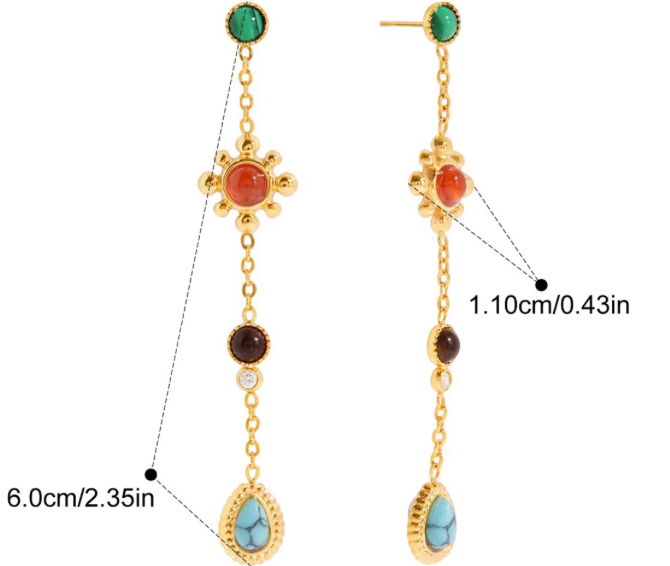 Gemstone Sundrop Earrings- PVD waterproof