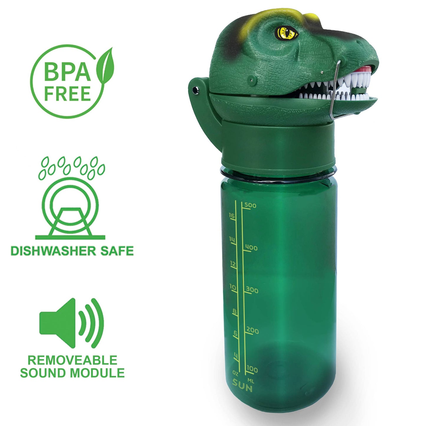 RoarBottle - T-Rex - Roaring Dinosaur Water Bottle for Kids