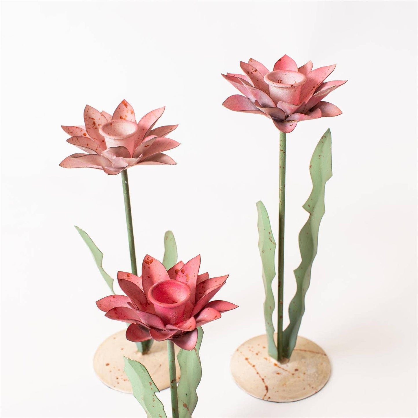 Pink Floral Candle Holder