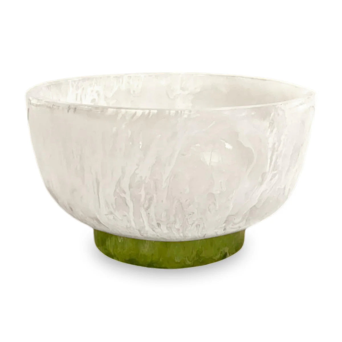 Resin Rio Small Bowl-White w/ Green Base