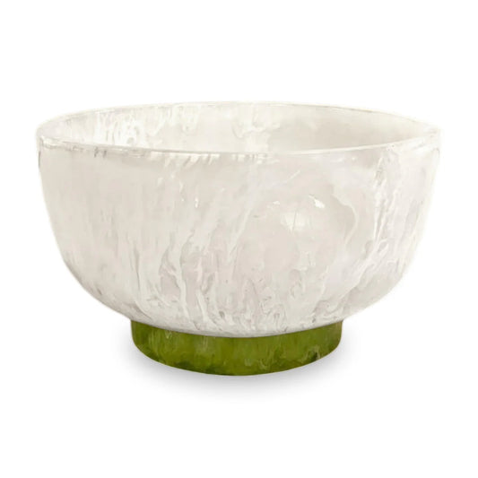 Resin Rio Small Bowl-White w/ Green Base