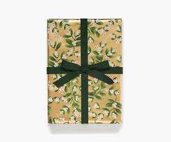 Mistletoe Gold Wrapping Paper