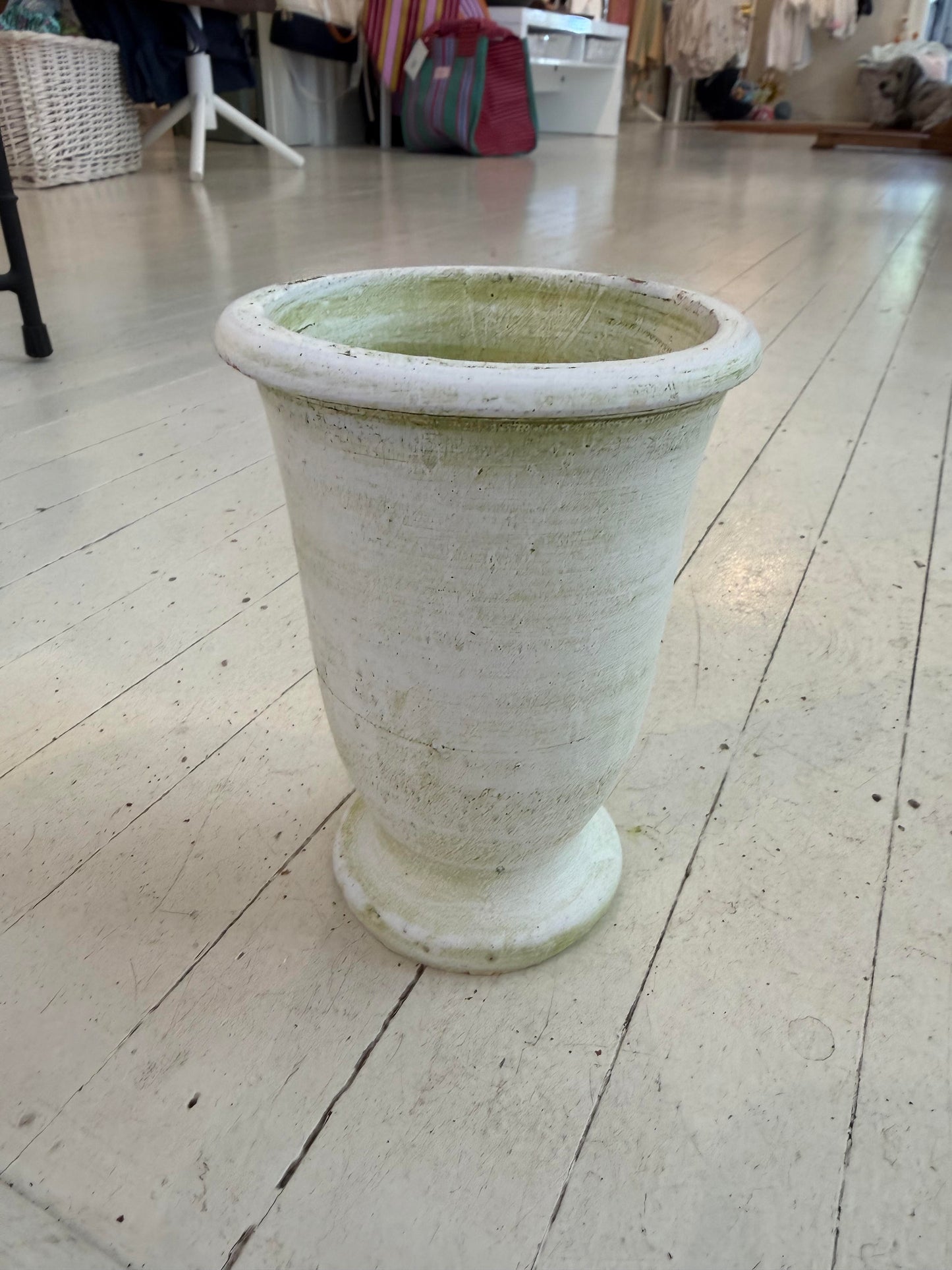 Tall Herb Clay Pots- Verde White