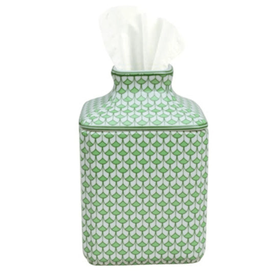 Porcelain Tissue Holder-Green Fish Scale