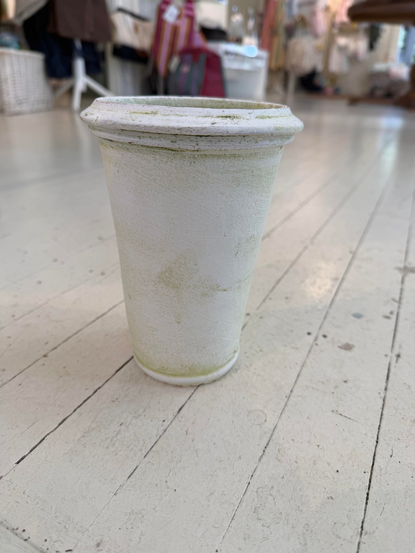 Tall Herb Clay Pots- Verde White