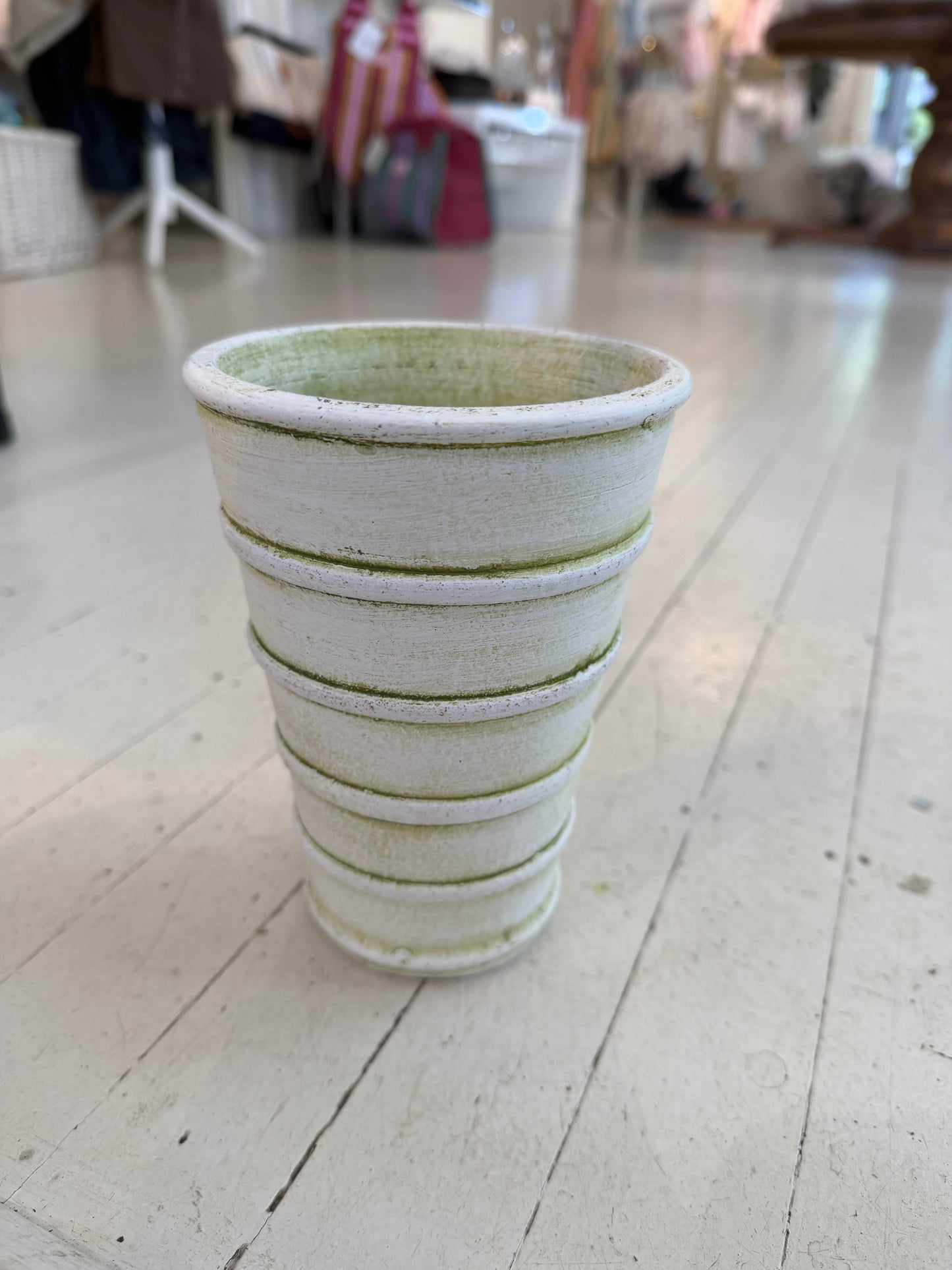 Tall Herb Clay Pots- Verde White