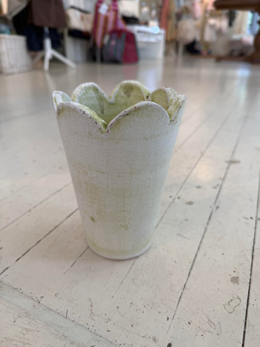 Tall Herb Clay Pots- Verde White