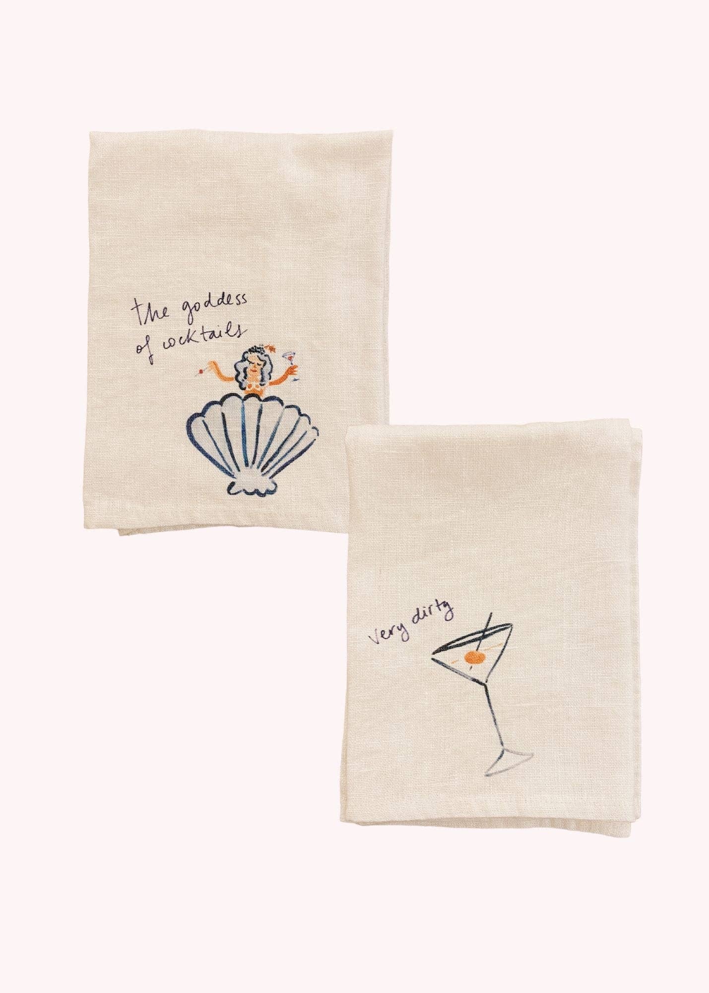 Goddess of Cocktails and Very Dirty Martini- Bar Towels