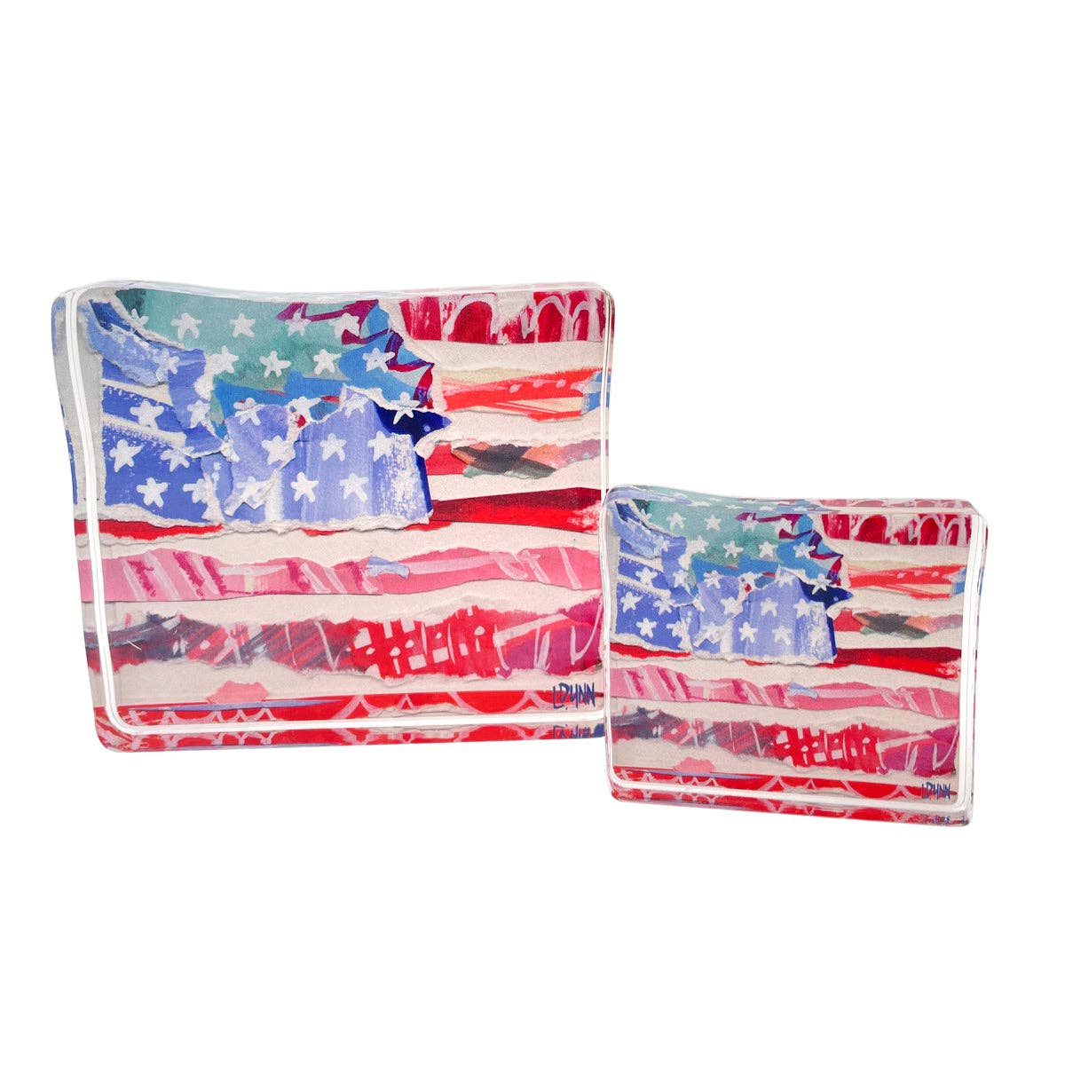 Red Flag, Stars And Stripes Acrylic Block LARGE