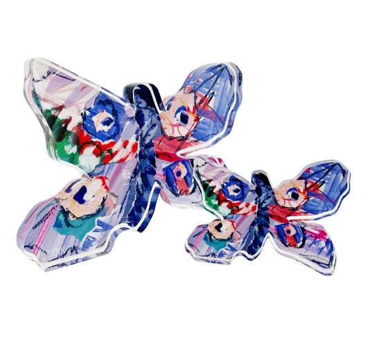 Blue And Pink Acrylic Butterfly Block LARGE
