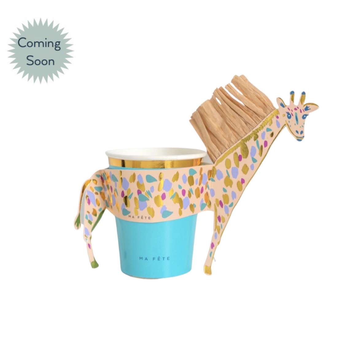 Safari Collection, Paper Cups with Giraffe Sleeves