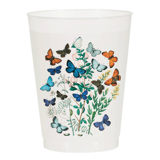 Butterfly Watercolor Collage Elevated Set of 10 Reusable Cup