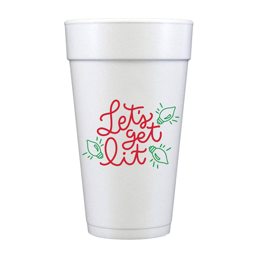 Let's Get Lit Fun Christmas Lights - Set of 10 Foam Cups