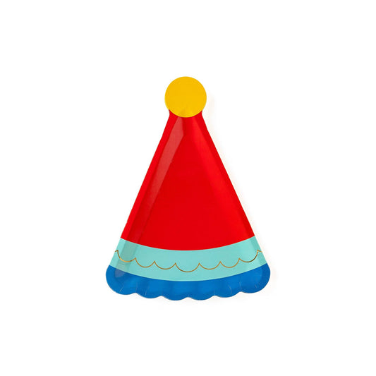 HBD841 - Blue Birthday Hat Shaped Plate