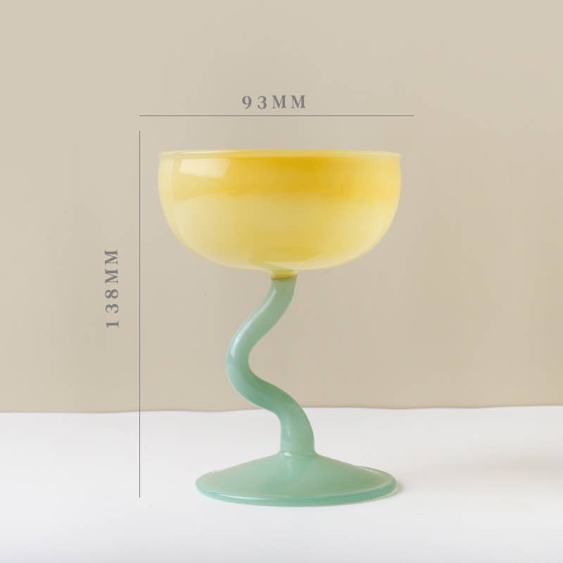Fun Colorful Swirly Stem Cocktail/Dessert Glass Goblet