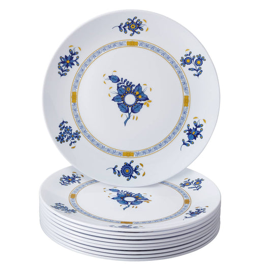 FLORAL BLUE AND WHITE PLATES | Chinese Bouquet | 10 PC