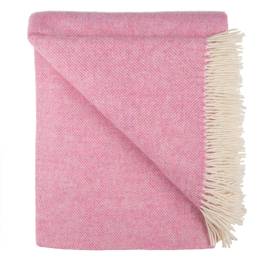 Southampton Home Shetland Herringbone Throw ~ Light Pink ~