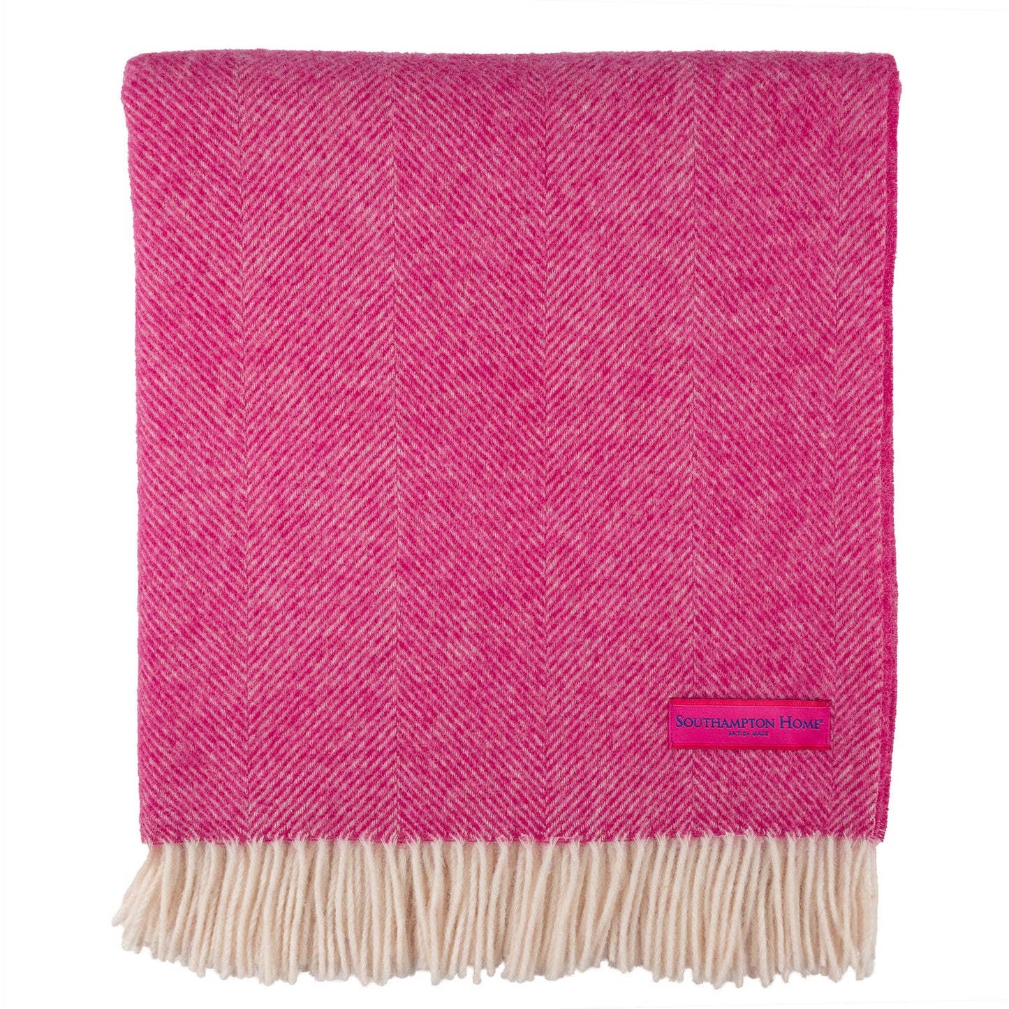 Southampton Home Wool Herringbone Throw ~ PINK ~