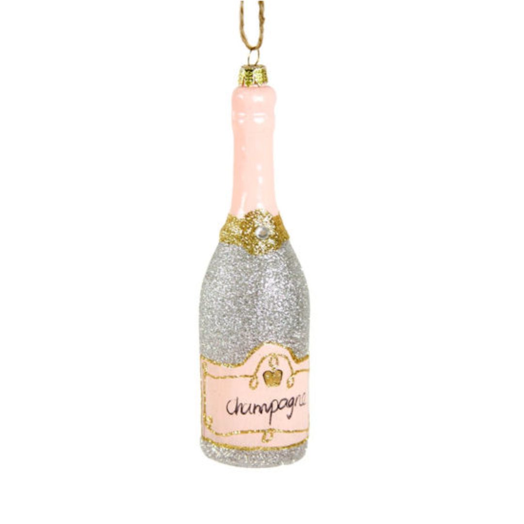 Glittered Champagne Ornament