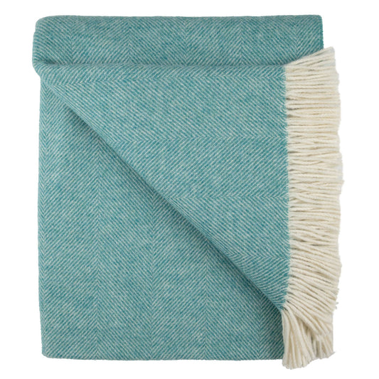 Southampton Home Wool Herringbone Throw (Aqua)