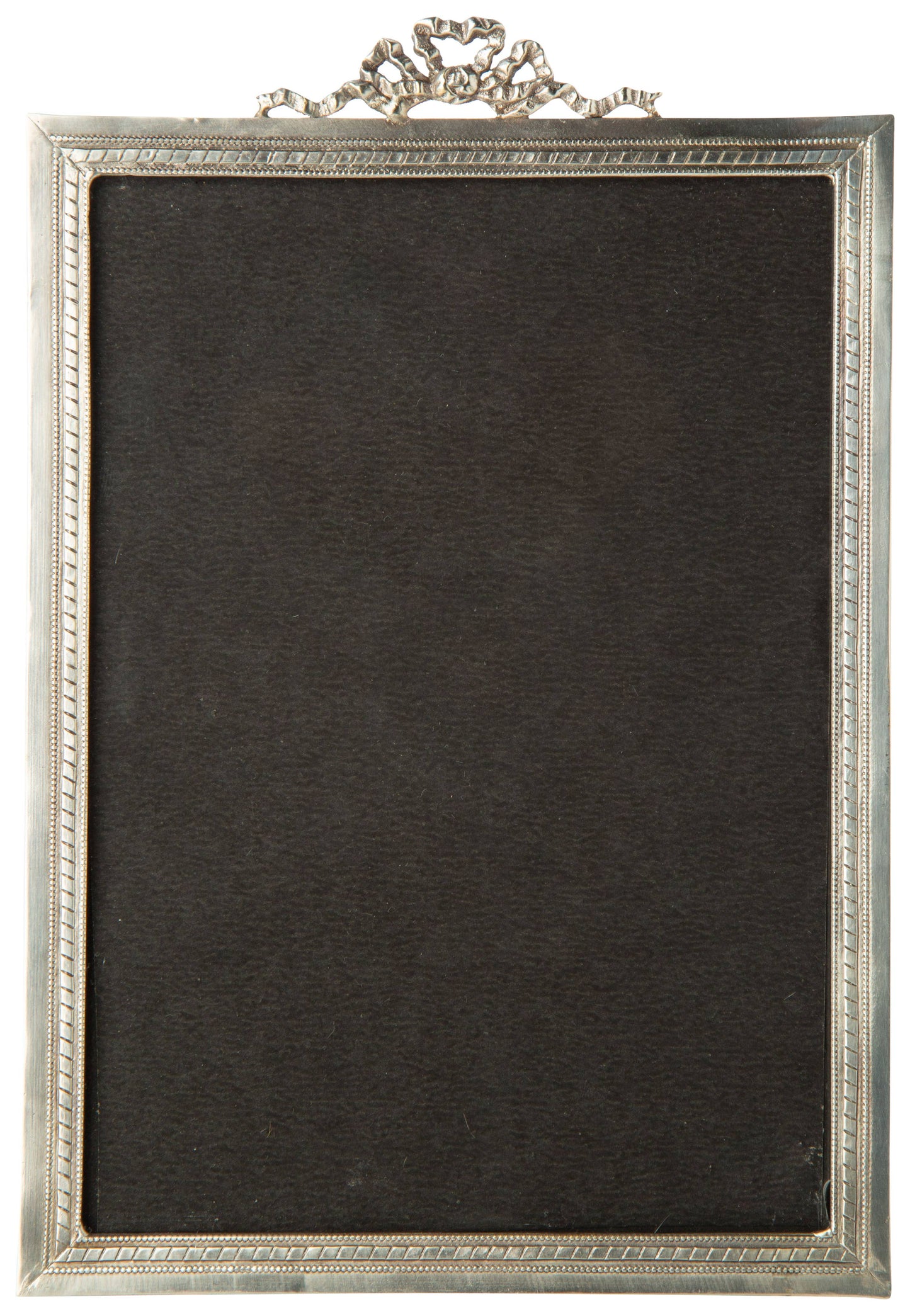 A92032 Rectangular metal picture frame with cast bow top